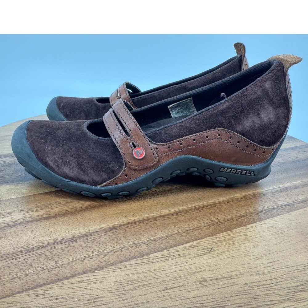 Merrell Mary Jane Shoes Women Size 7 Brown Suede Leather Comfort Flats Gorpcore